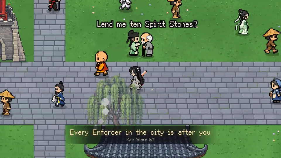 Outlaw Immortals trailer: characters in a town.
