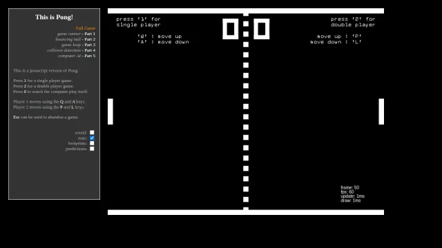 JavaScript Pong screenshot